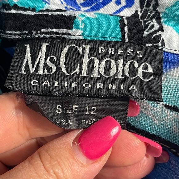 VTG 80's Button Up Blouse 12 Pant 16 Set Outfit Patchwork Rayon USA Cottage Boho - Picture 5 of 8